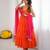 Orange georgette anarkali with ruffle  Anarkali with pink dupatta