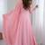 Peach fox georgette gown with handwork on neck & sleeves, full stitch anarkali style with matching dupatta