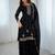 Black soft crunchy silk  fabric with fancy embroidery sequence and jari work full stitch sharara set