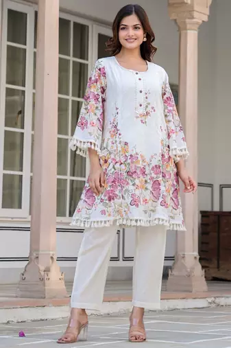 Tiara miller white cotton printed co ord sets