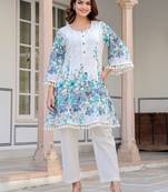 Tiara vivid white cotton printed co ord sets