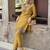 Rajshree amber yellow silk blend embroidered co ord sets