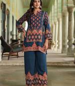 Mahua midnight teal cotton printed co ord sets