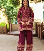 Mahua mulberry maroon cotton printed co ord sets