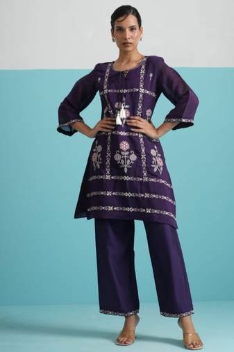 Parikrama orchid magenta cotton embroidered co ord sets