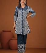 Sanmati mirage teal cotton embroidered co ord sets