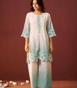 Ira spruce white cotton embroidered co ord sets