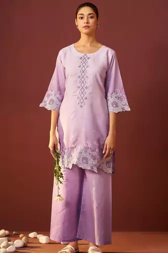 Ira lavender lavender cotton embroidered co ord sets