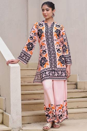 Kabool salmon multicolor cotton printed co ord sets