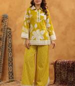 Mahua sunshine yellow cotton printed co ord sets