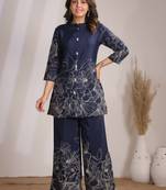 Sylvie azure blue cotton printed co ord sets