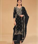 Black silk semi stitched wedding suits
