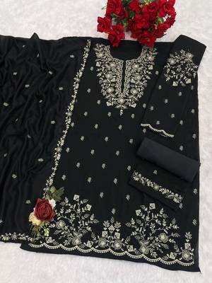 Black silk semi stitched wedding suits 2