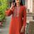 Bali apricot red viscose rayon embroidered co ord sets