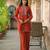 Bali apricot red viscose rayon embroidered co ord sets