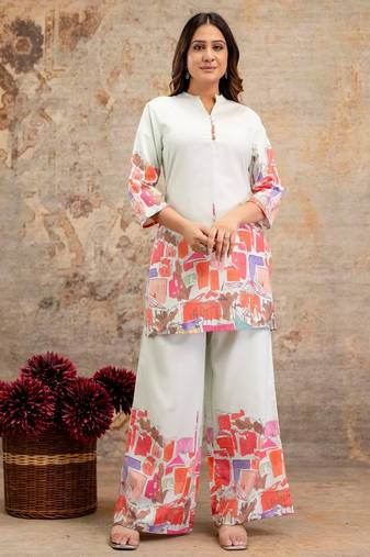 Hardik cameo white cotton printed co ord sets