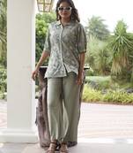 Sharad slate grey cotton embroidered co ord sets