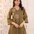 Raftar olive green cotton embroidered co ord sets