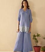 Albeli yale aqua blue viscose rayon embroidered co ord sets