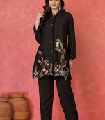 Sabhya ebony black cotton embroidered co ord sets