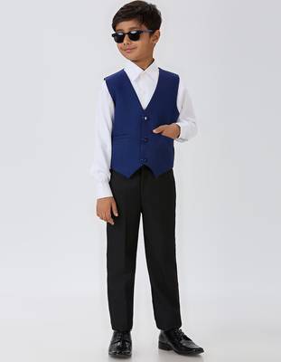 solid sleeveless waist coat - royal blue 3