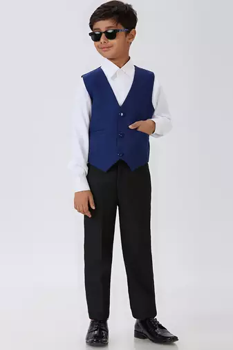 solid sleeveless waist coat - royal blue