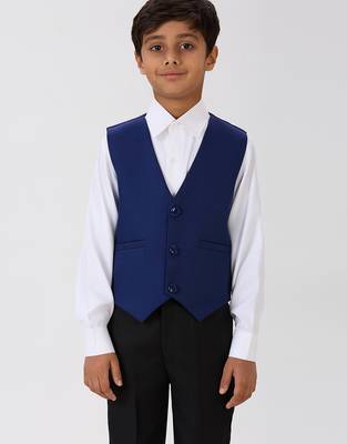 solid sleeveless waist coat - royal blue 1