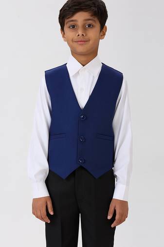 solid sleeveless waist coat - royal blue