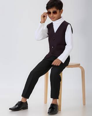 solid sleeveless waist coat - wine 2