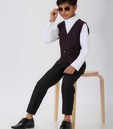 solid sleeveless waist coat - wine