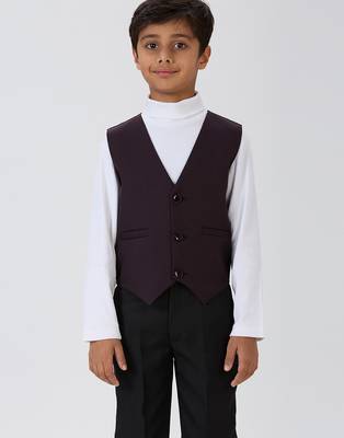 solid sleeveless waist coat - wine 1
