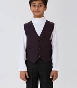 solid sleeveless waist coat - wine