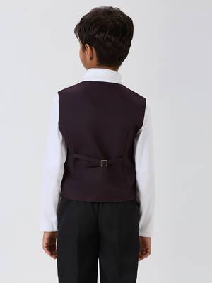solid sleeveless waist coat - wine 3