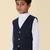 solid sleeveless waist coat - navy blue