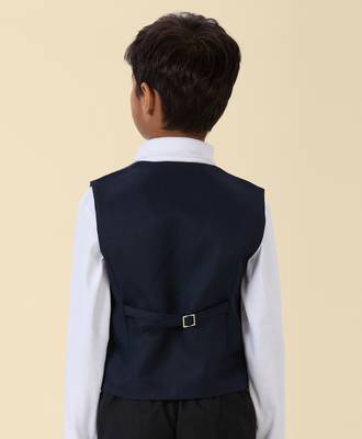 solid sleeveless waist coat - navy blue 3