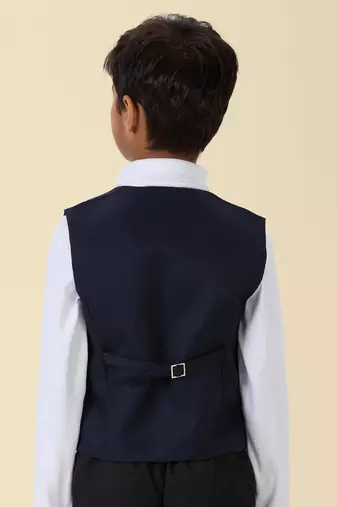 solid sleeveless waist coat - navy blue