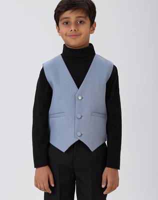 solid sleeveless waist coat - grey 1
