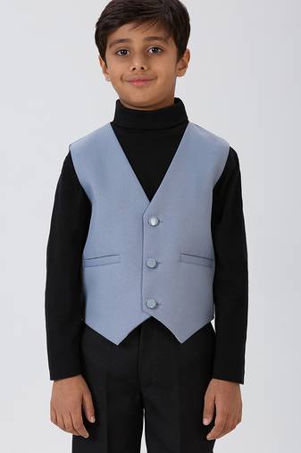 solid sleeveless waist coat - grey
