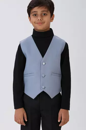 solid sleeveless waist coat - grey