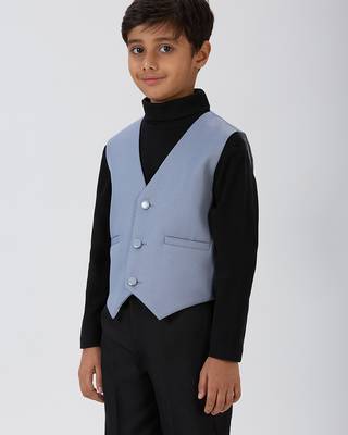 solid sleeveless waist coat - grey 3