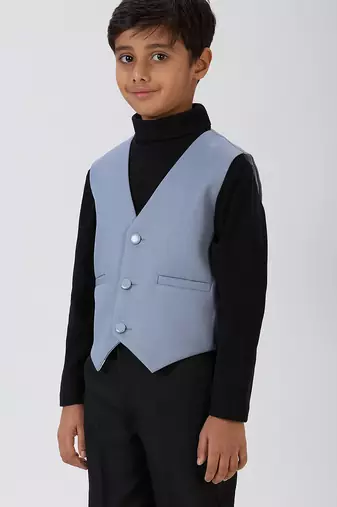 solid sleeveless waist coat - grey