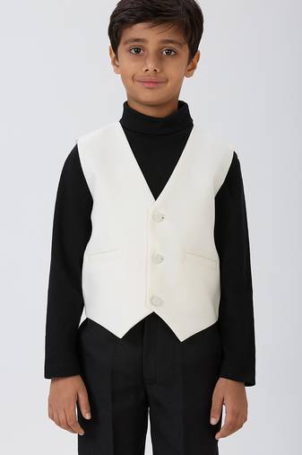 solid sleeveless waist coat - off white
