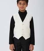 solid sleeveless waist coat - off white