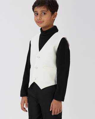 solid sleeveless waist coat - off white 3