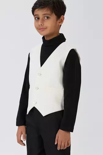 solid sleeveless waist coat - off white