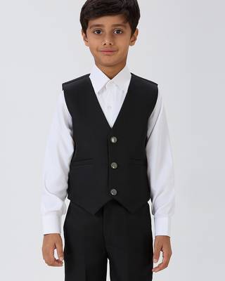 solid sleeveless waist coat - black 1