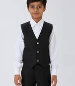 solid sleeveless waist coat - black