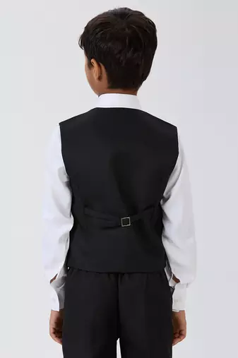 solid sleeveless waist coat - black