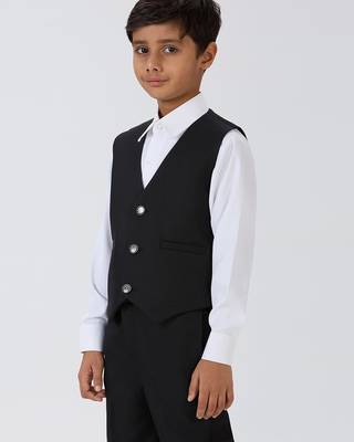 solid sleeveless waist coat - black 3