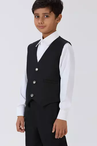 solid sleeveless waist coat - black